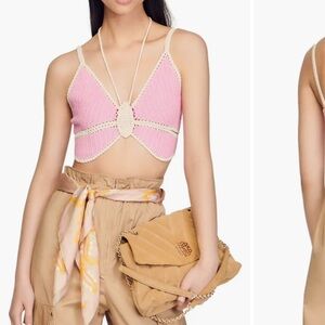 Sandro Crochet Butterfly Crop Top